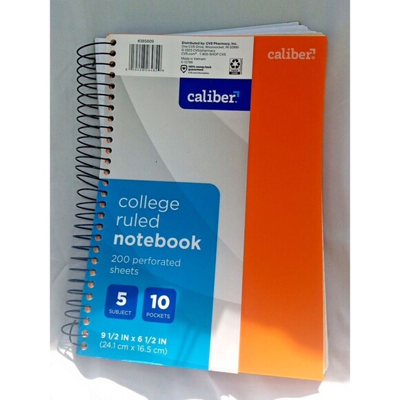 3 PACK College Ruled Notebook 5 Subject 10 Pockets 200 Sheets 9 1/2" x 6… - Picture 2 of 11